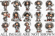 Whimsical Easter Girl Clipart Bundle, an Illustration by Canvas Craft (Thumbnail 3 of 7)