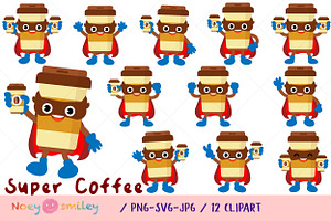 Funny Super Coffee Cup Clipart