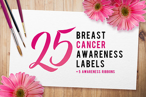 Breast Cancer Awareness Label Set