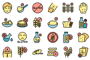 Gluten intolerance icons set vector, a Food Illustration by Ylivdesign