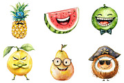 Funny Fruit Watercolor Clipart Bundl, an Illustration by DreamArtGraphic (Thumbnail 4 of 4)