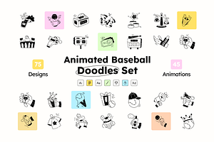 Animated Baseball Doodle Icons, a Solid Icon by Prosymbols
