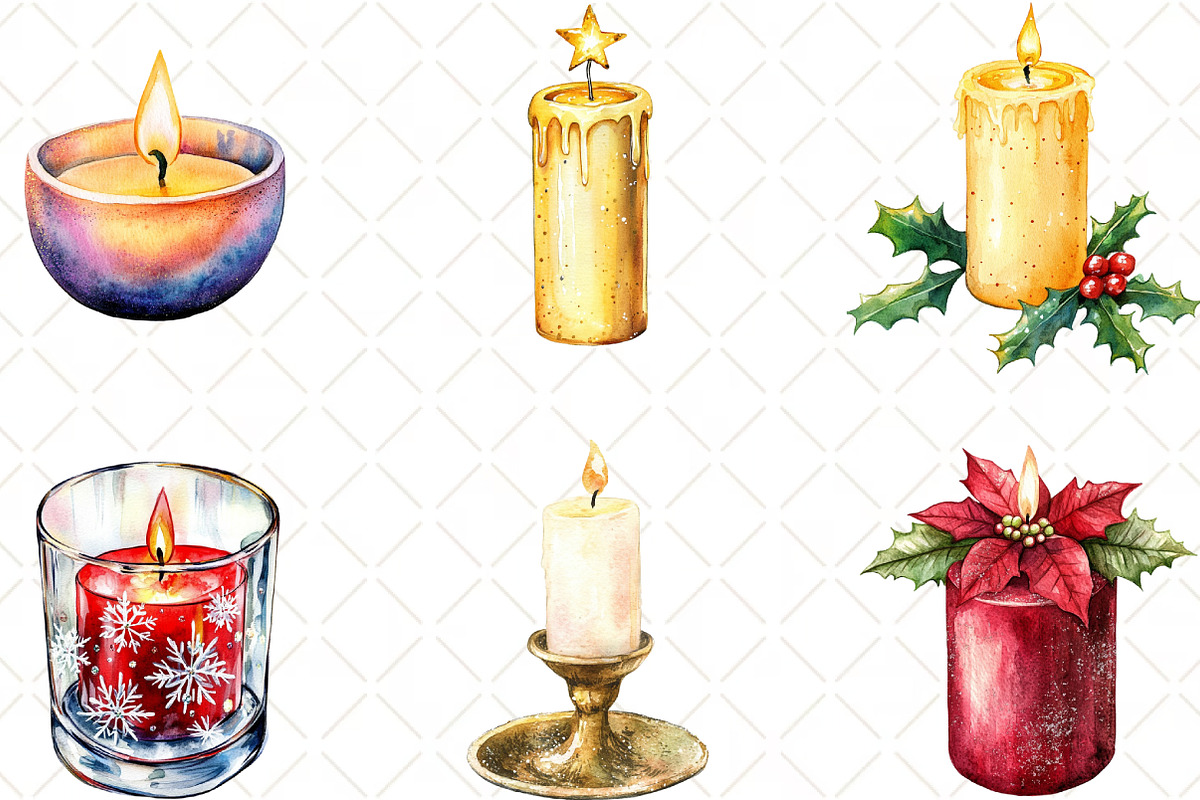 Christmas Glitter Candle Clipart, an Illustration by Black Bird Studio (Photo 3 of 6)