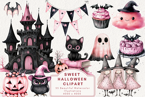 Sweet Halloween Clipart, an Illustration by NadiaTheronArt