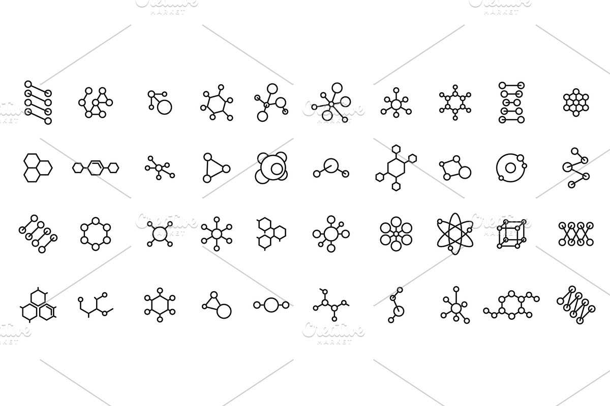 Linear chemical structure icons, an Illustration by winwin.art