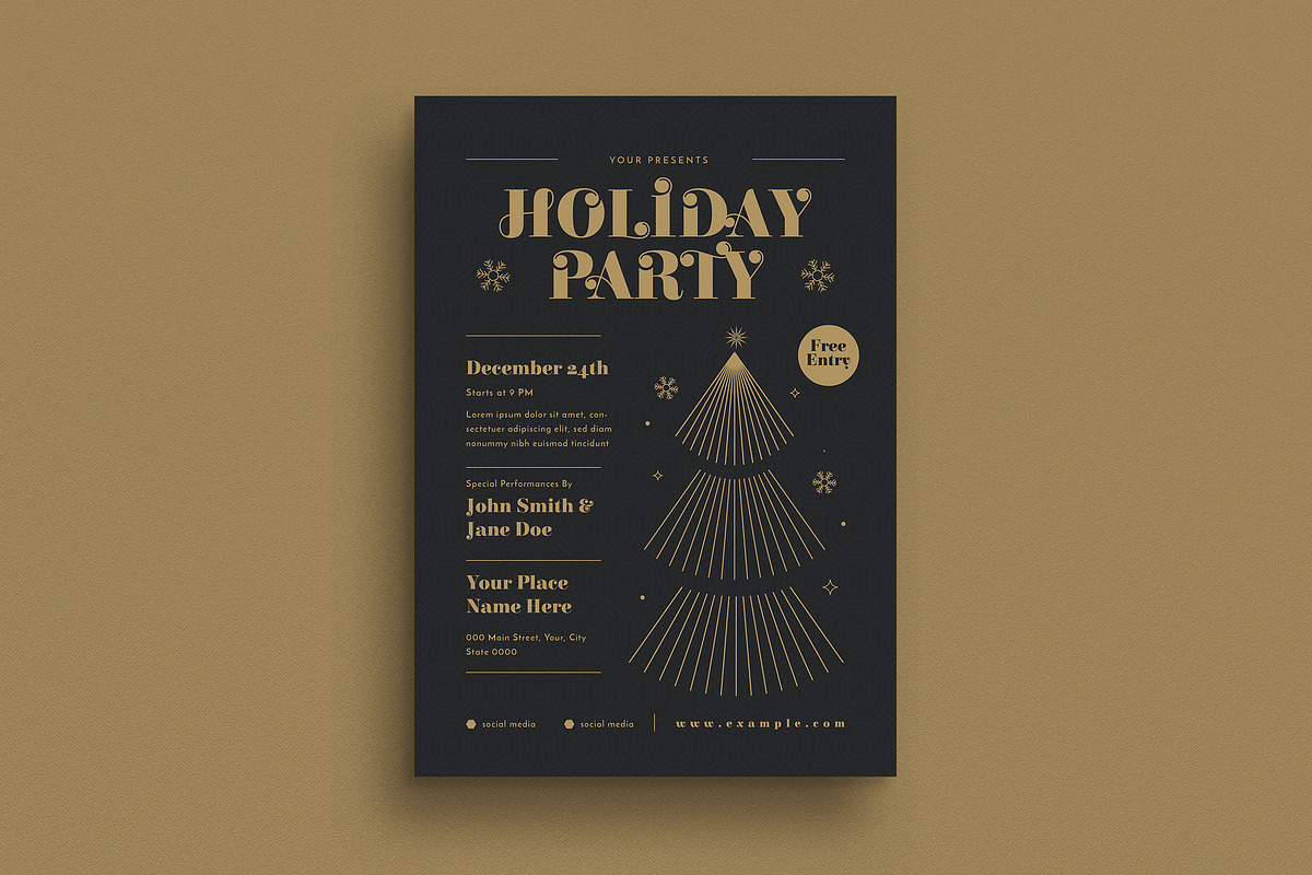 Holiday Gold Christmas Event Flyer, a Flyer Template by Guuver (Photo 3 of 4)