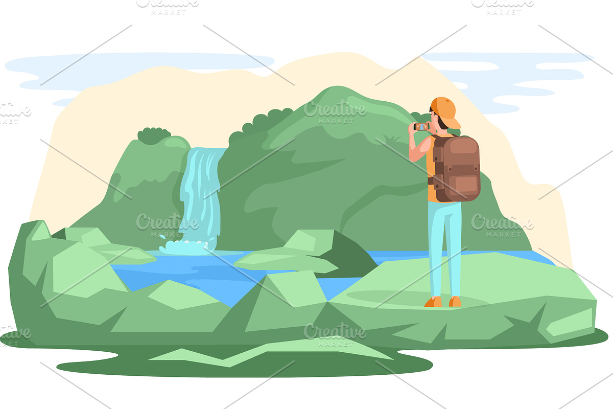 Travel and journey. Male character, a Person Illustration by TopVector