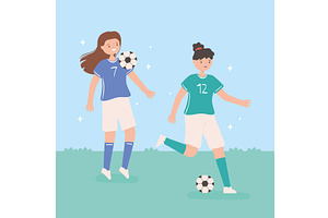 soccer women and ball, a Person Illustration by studiogstock