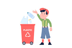 Boy sorting garbage. Kid throw out, a Person Illustration by LadadikArt