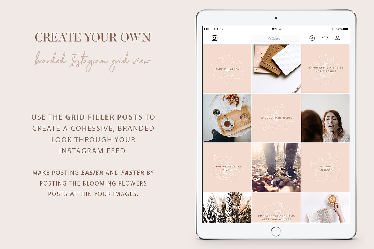 Instagram Floral grid filler Posts, a Social Media Template by ...