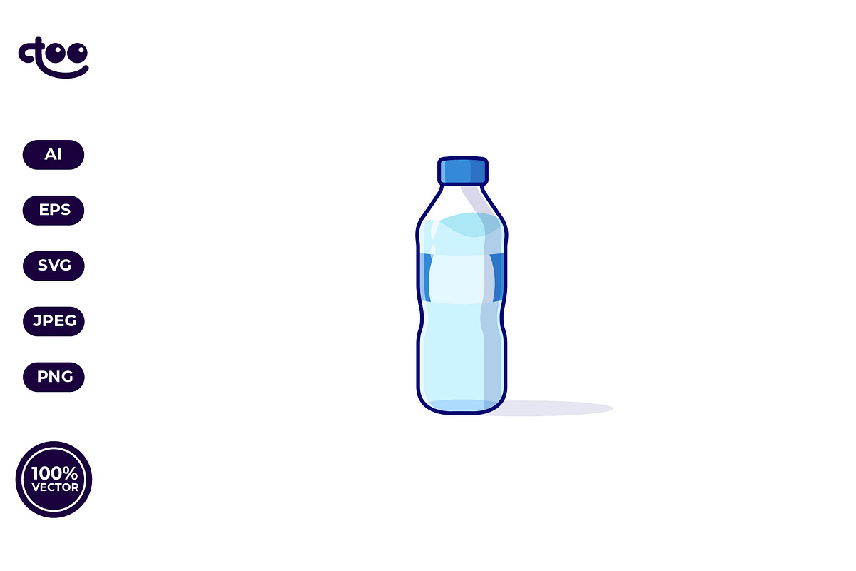 Simple Clear Mineral Water Bottle, a Food Illustration by Satisfactoons (Photo 2 of 3)