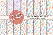 Feather Watercolor Digital Paper, a Pattern Graphic by Dream Creation (Thumbnail 1 of 5)