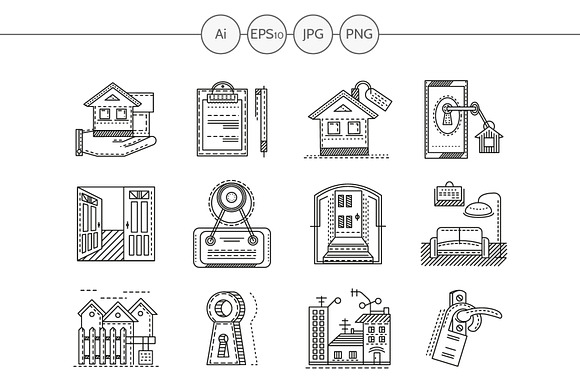 Housing Agency Line Icons. Set 1
