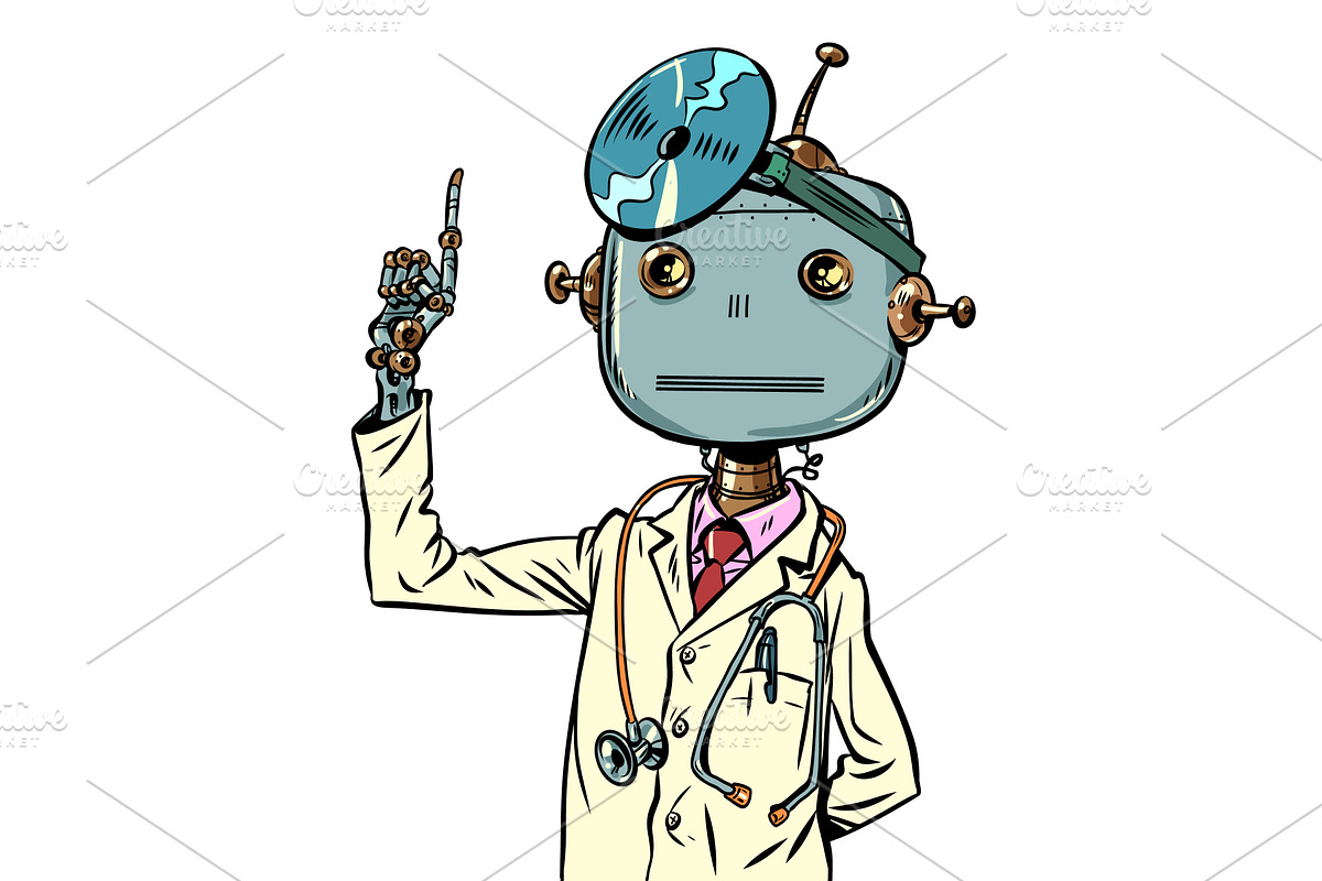 Robot doctor. Artificial, a Healthcare Illustration by rogistok