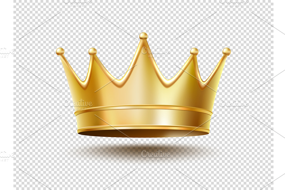 Realistic golden king queen crown, an Object Illustration by Vector ...