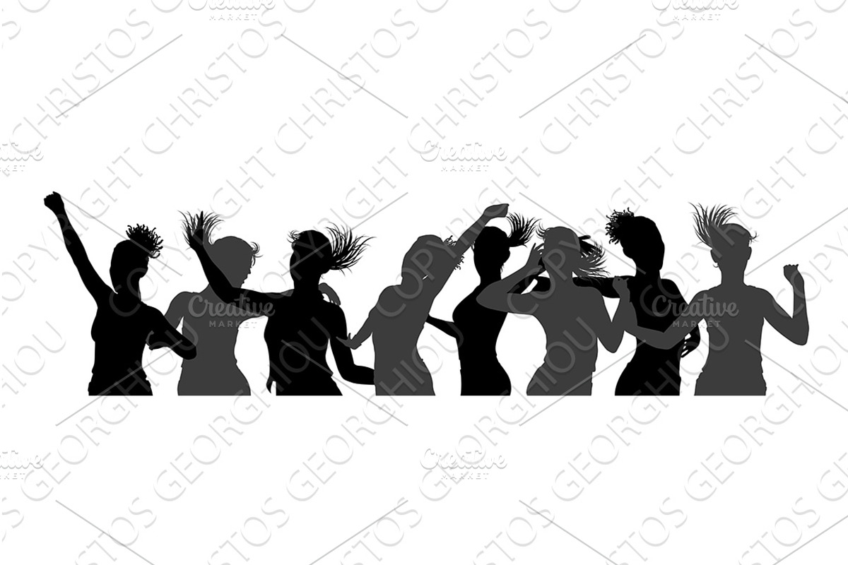 Dancing Women Silhouettes Crowd, a Person Illustration by Christos Georghiou