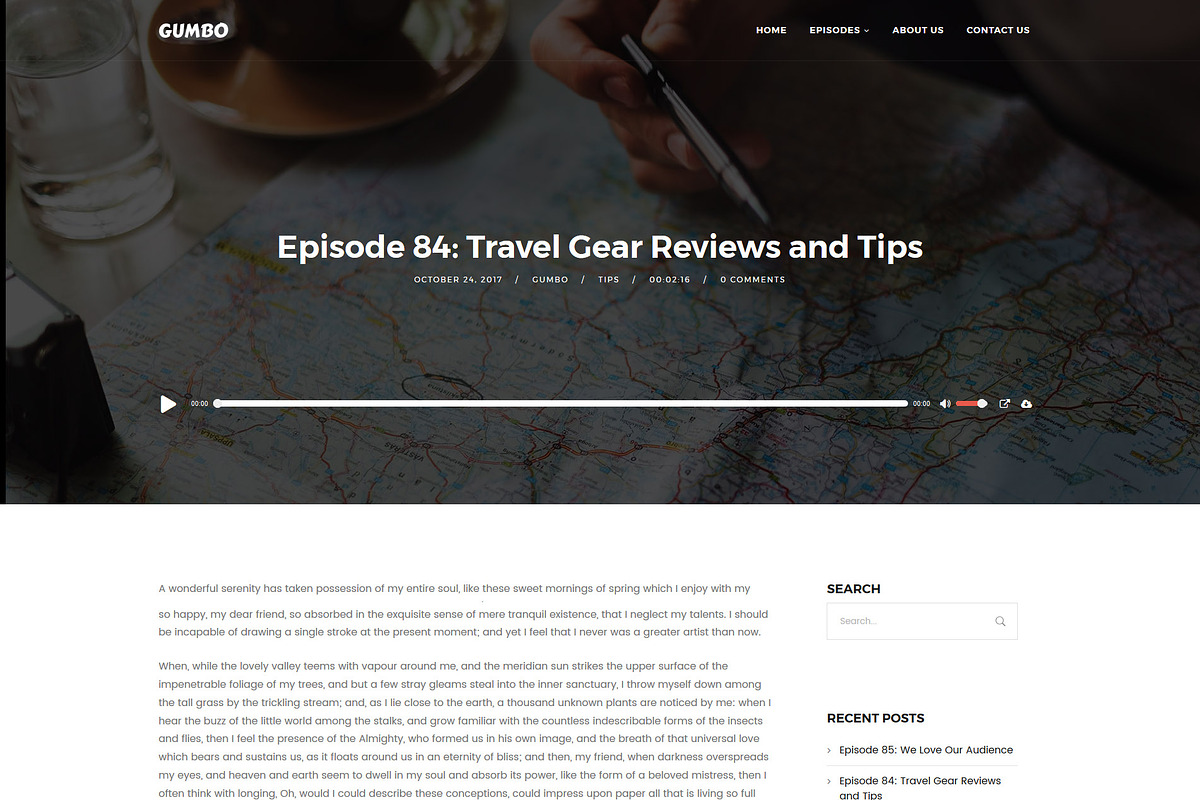 Gumbo - Podcast, Music & Vlog Theme, a WordPress Template by SecondLineThemes (Photo 3 of 6)