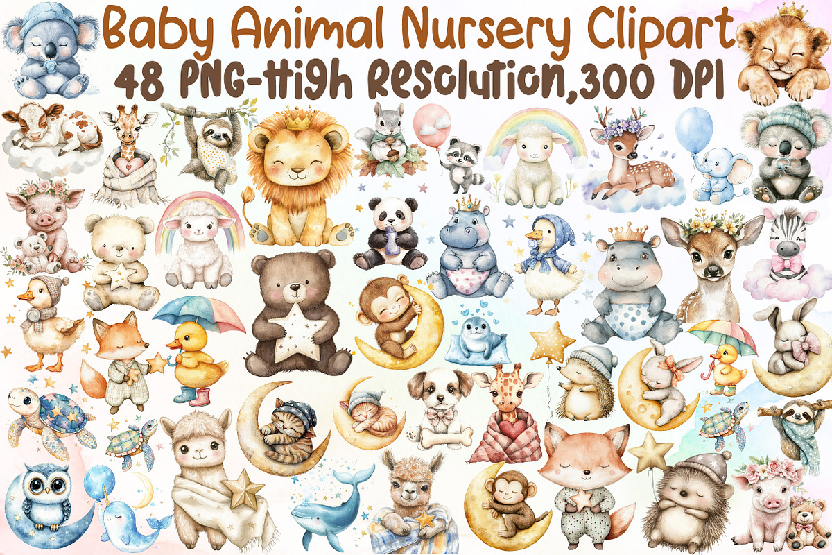 Baby Animal Nursery Sublimation Clip, an Illustration by Sublimation Artist (Photo 1 of 6)