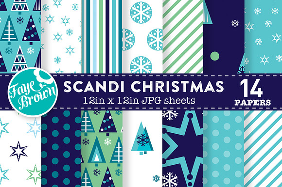 Scandi Christmas Digital Paper preview 5