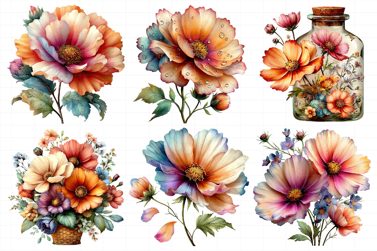 Spring Cosmos Flower Clipart Bundle, an Illustration by Daily.Designs (Photo 4 of 8)