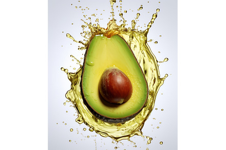 Avocado oil splash and half of