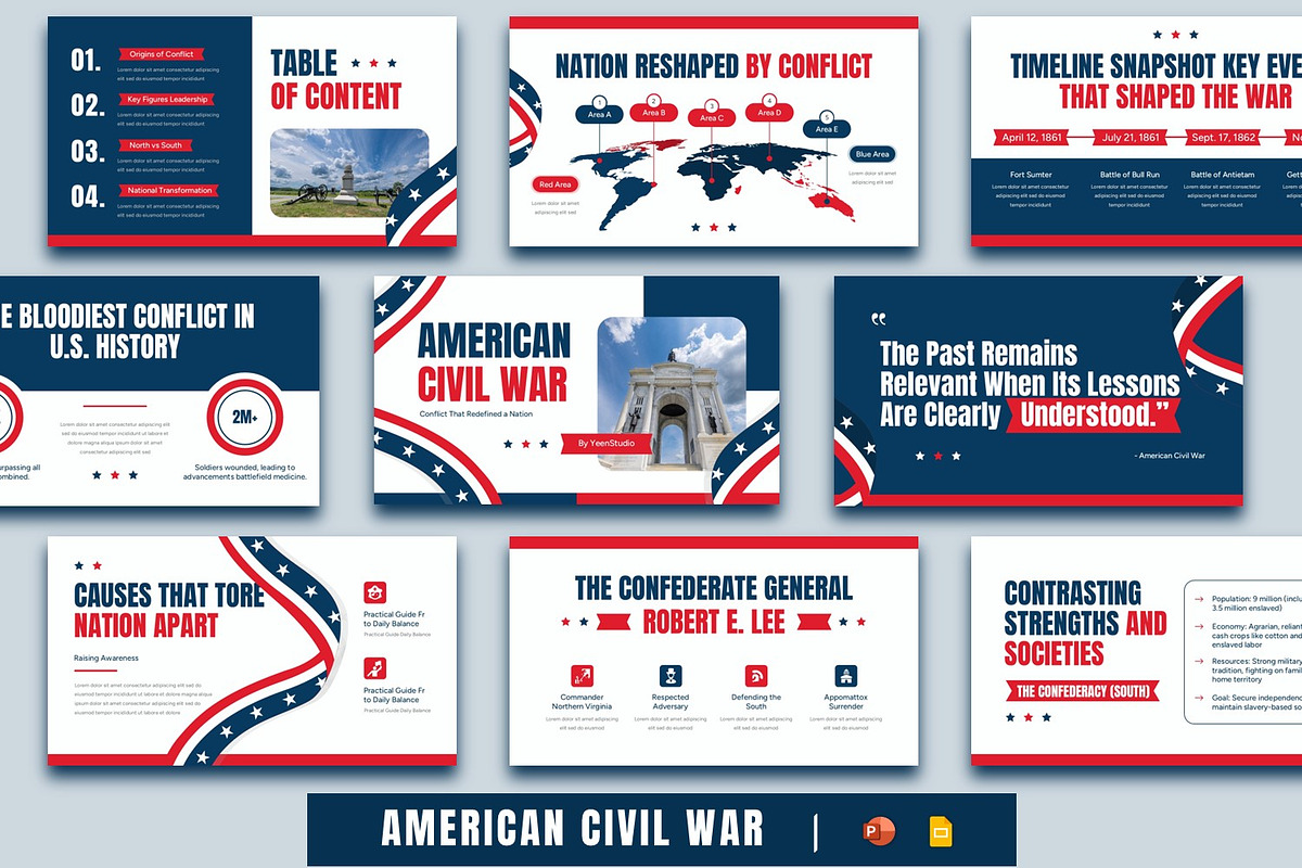 American Civil War Presentation, a Presentation Template by BumbleGraph Studio (Photo 1 of 5)