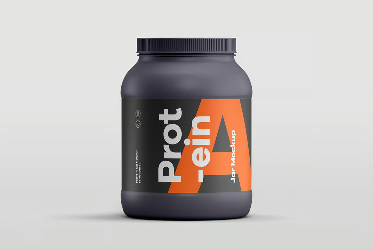 Protein Jar Mockup, a Packaging Mockup by zippypixelstudio (Photo 2 of 15)