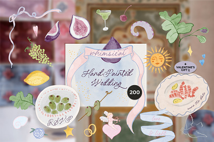 Hand-Painted Whimsical Wedding, an Object Graphic by Lana Elanor