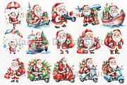 Watercolor Santa Clipart Bundle, a Seasonal Illustration by Vachira Digital Studio (Thumbnail 3 of 8)