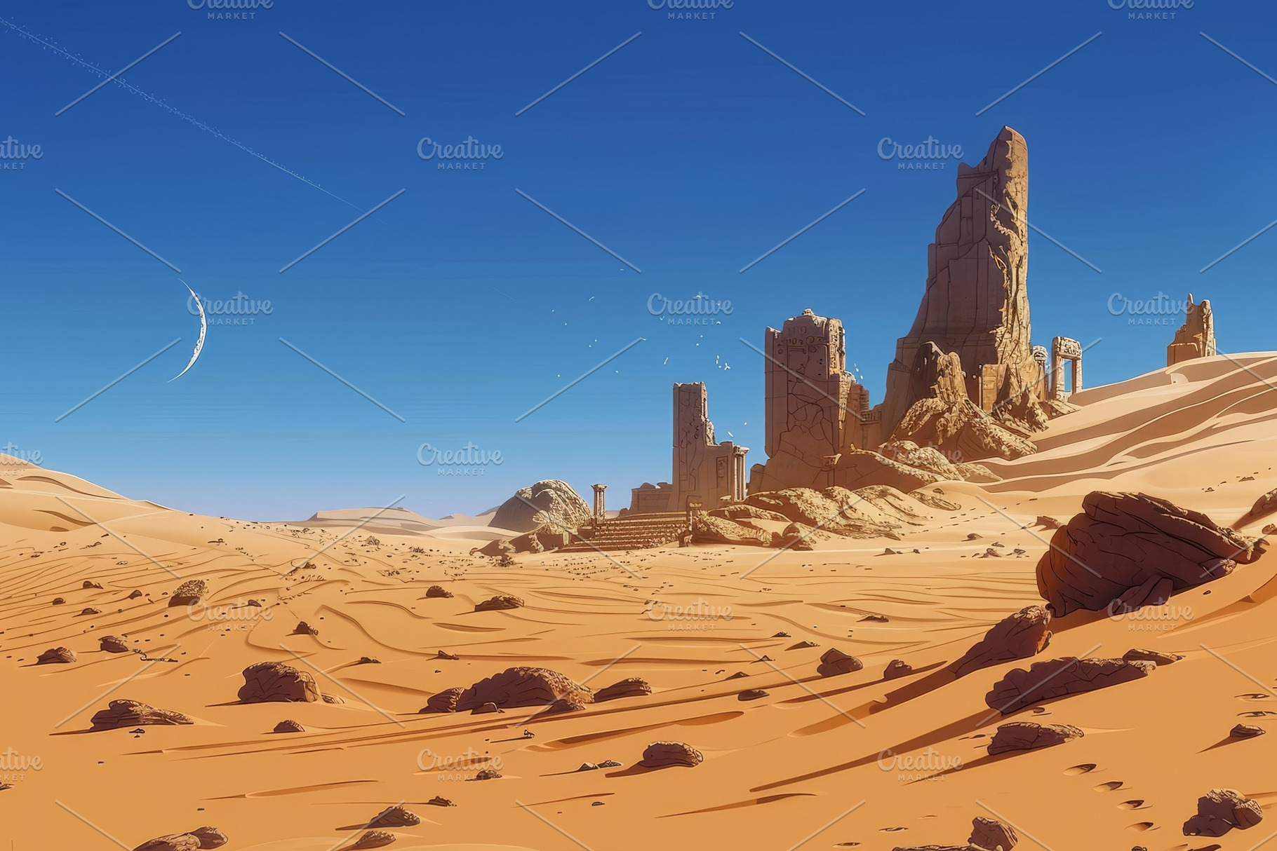 Sweeping sands stretch across the de, a Photo by Tanuart