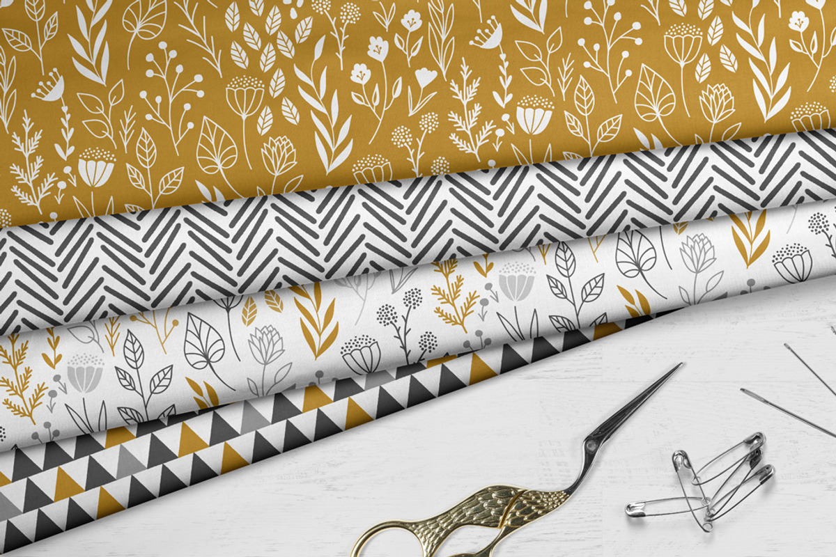 Gold & Grey Modern Floral Patterns, a Pattern Graphic by Wild Twig Co (Photo 2 of 9)