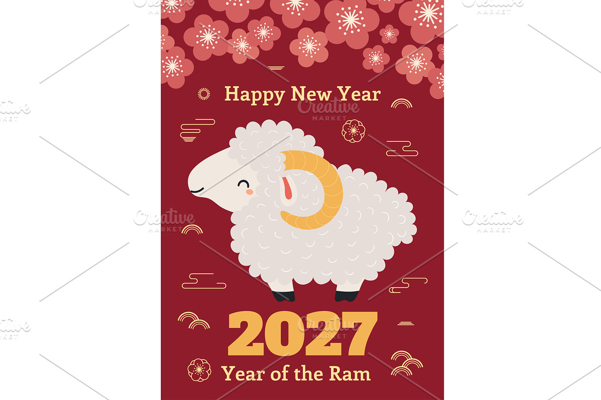 2027 Chinese Lunar New Year kawaii, a Seasonal Illustration by sceptical cactus