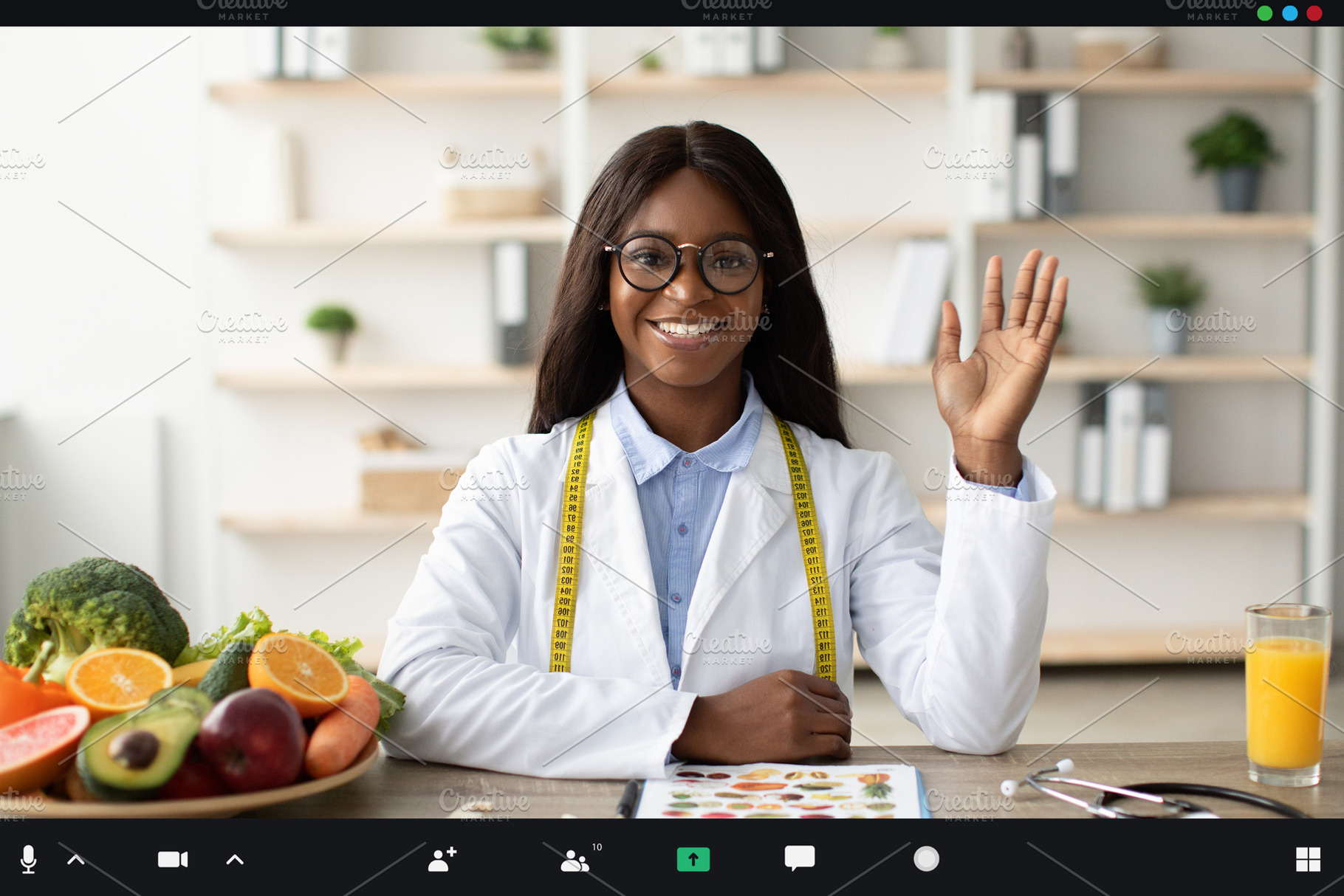 Friendly black dietitian giving online consultations, sitting at workplace and, a Person Photo by Prostock-Studio