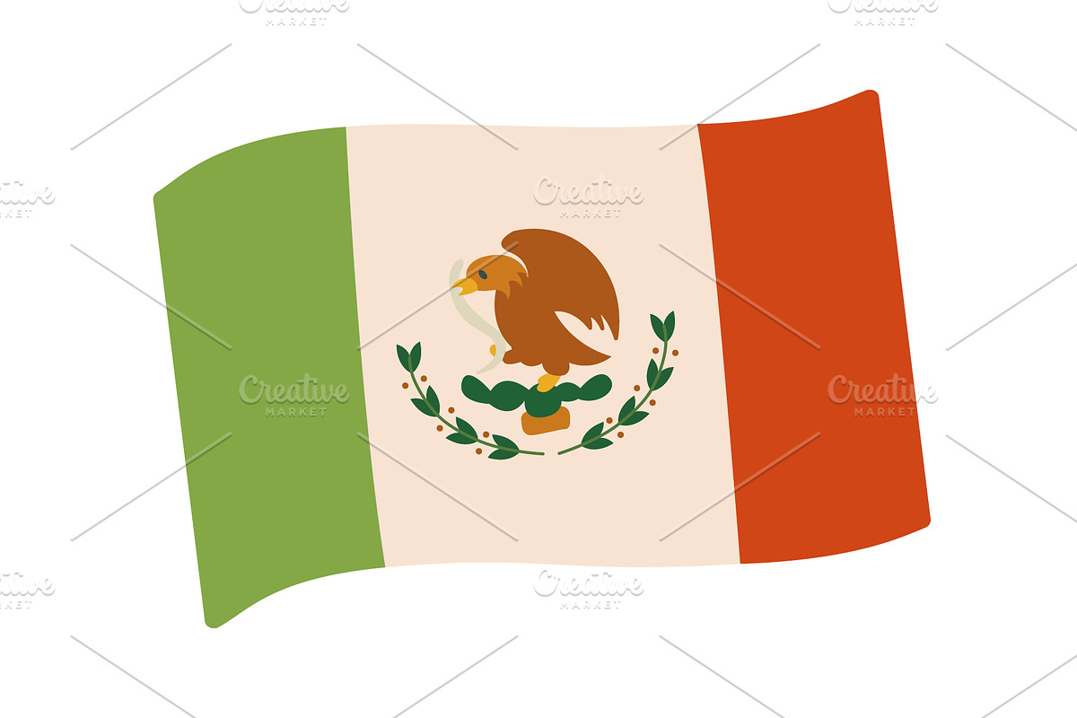 Mexican national flag with eagle and, an Object Illustration by GraphiShop