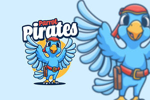 Parrot Pirates Cartoon Logo Design, a Branding & Logo Template by Gumrega Studio