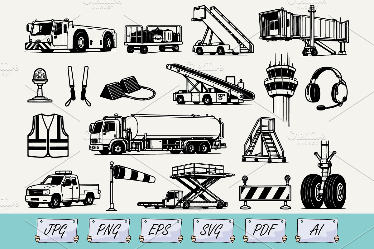 Airport Doodle SVG – 18 Icons, a Transportation Illustration by Ghagra (Photo 1 of 3)