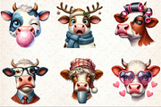 Funny Quirky Cow Faces Clipart, an Animal Illustration by Rose Art (Thumbnail 3 of 7)