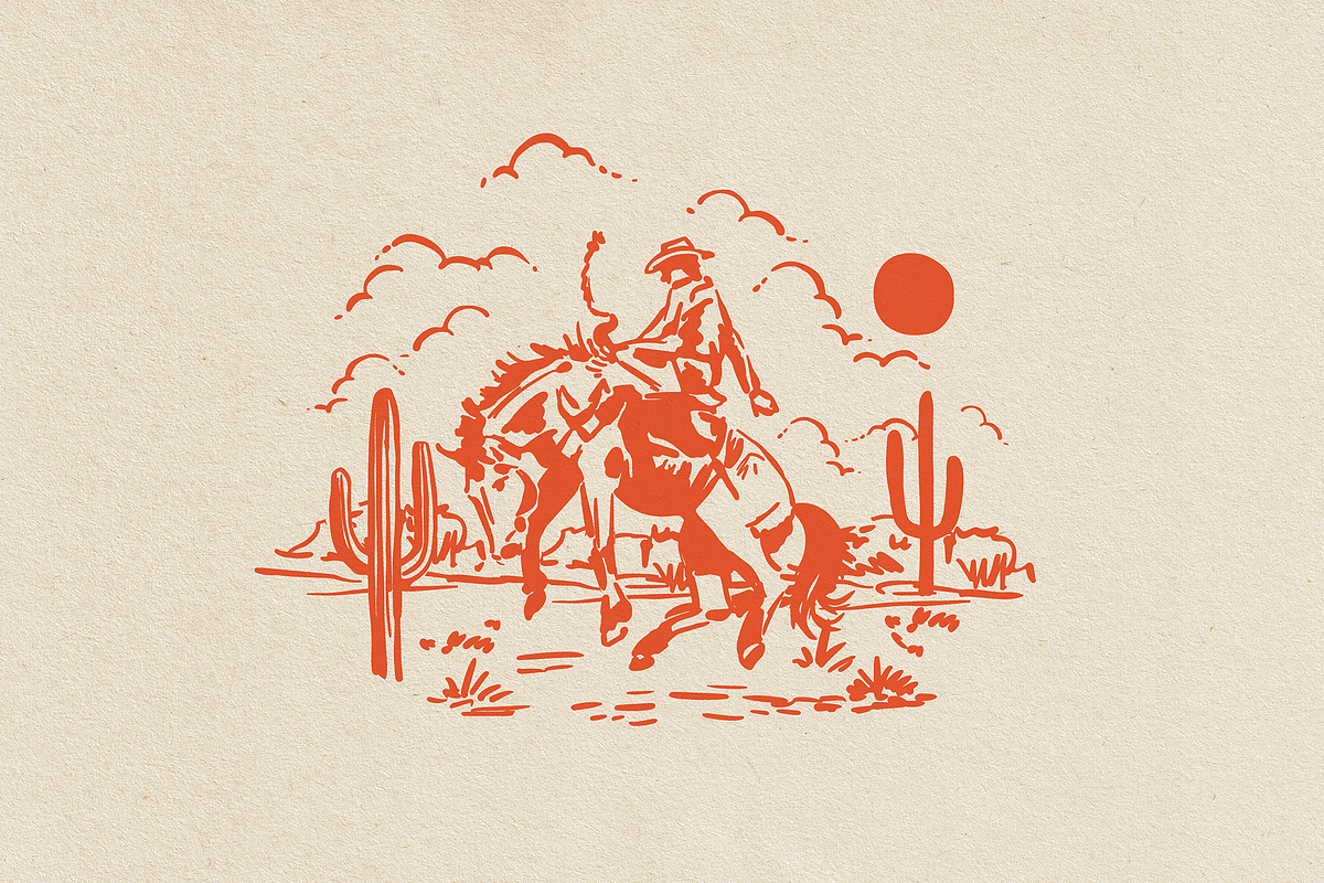 Western Cowboy Bucking Horse Graphic, an Illustration by Antiquaria (Photo 1 of 4)