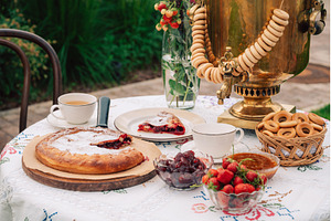 Traditional Outdoor Tea with Samovar, a Food & Drink Photo by Jan Jack Russo Media