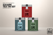 Square Tea Tin Set Packaging Mockup, a Cups & Container Mockup by INCDesign (Thumbnail 5 of 6)
