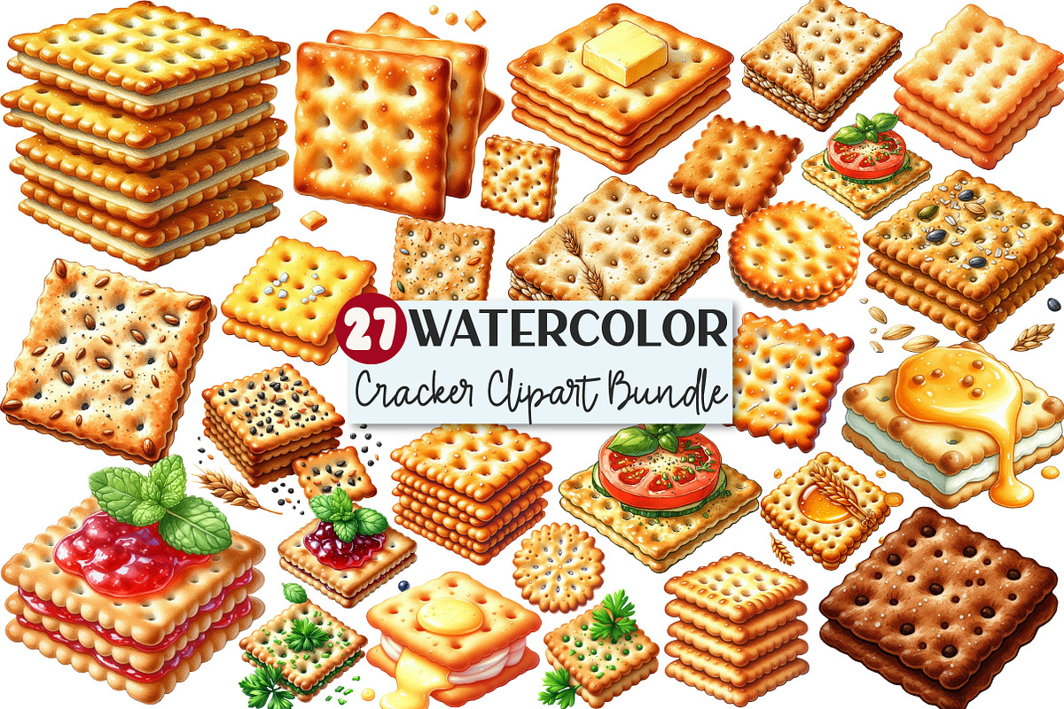 Cracker Watercolor Clipart, an Illustration by Rose Art (Photo 1 of 7)