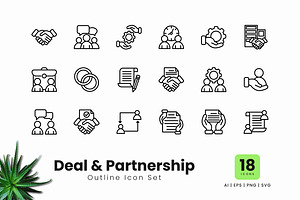 Deal and Partnership Outline Icons, an Outline Icon by Zeer Graphic