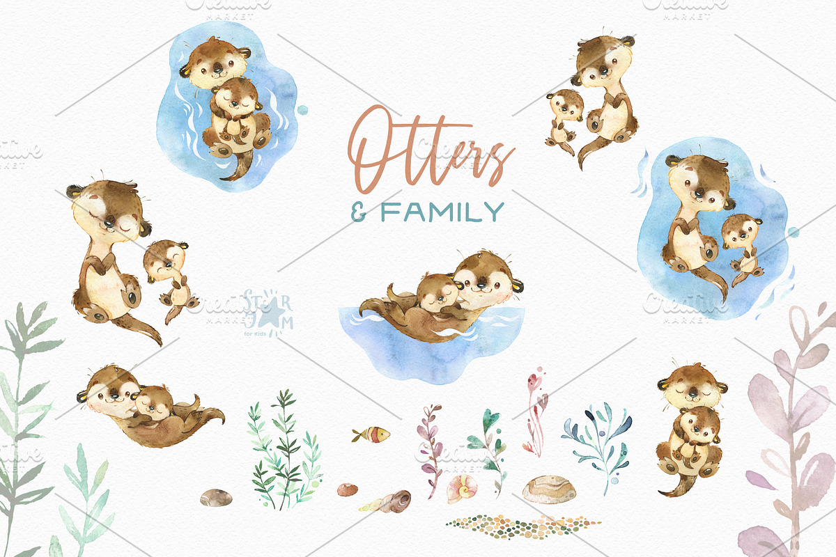 Otters & Family. Sea Collection, an Animal Illustration by StarJam (Photo 3 of 4)