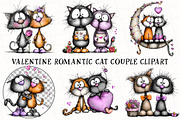 Valentine Romantic Cat Couple Clipar, an Illustration by OK Design (Thumbnail 2 of 6)