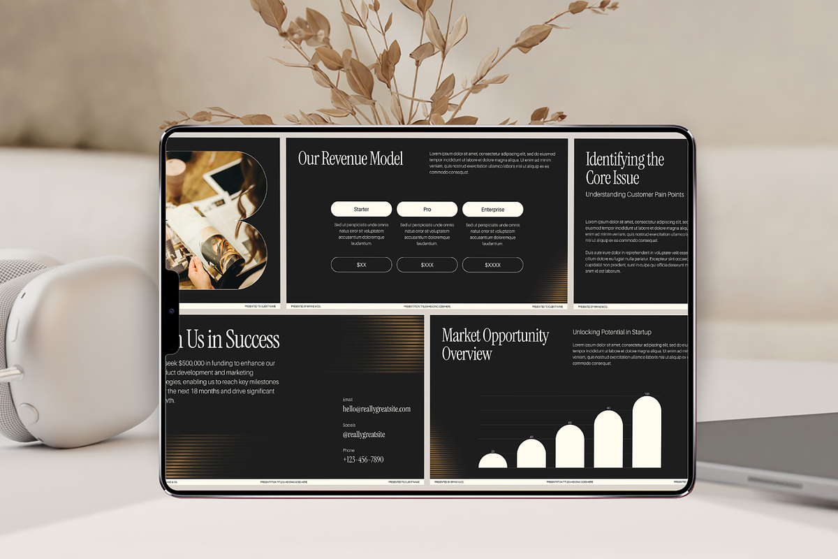 Gold and Black Startup Pitch Deck, a Presentation Template by Creatif Foundry (Photo 7 of 7)