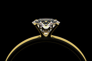 Golden ring with diamond