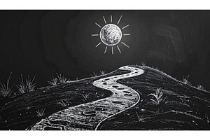 Chalk drawing of winding path under, an Arts & Entertainment Photo by Igor Tichonow