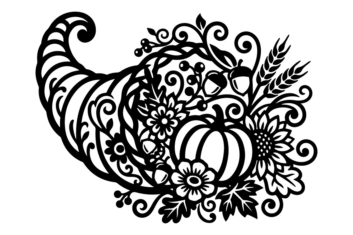 Elegant Floral Pumpkin Cornucopia, an Object Graphic by Gfx_Store (Photo 10 of 16)