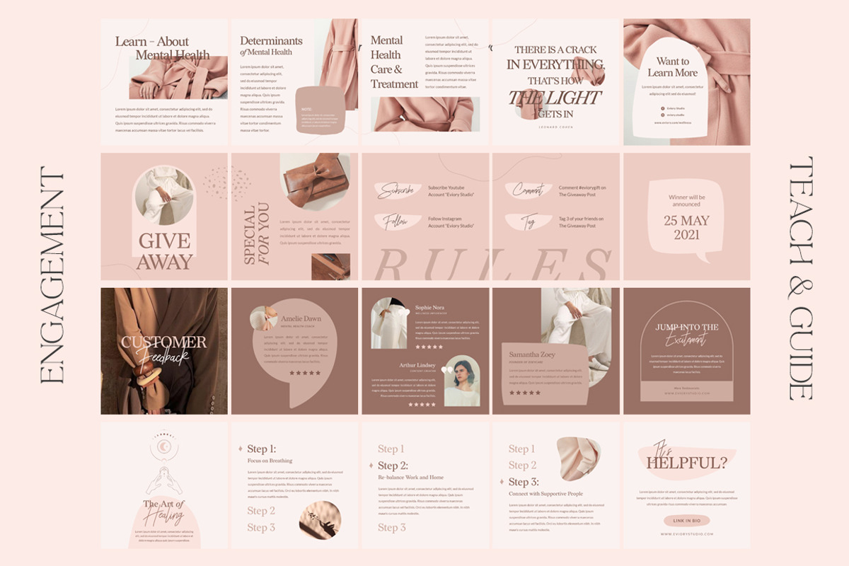 Wellness Carousel Instagram CANVA PS, a Social Media Template by Eviory