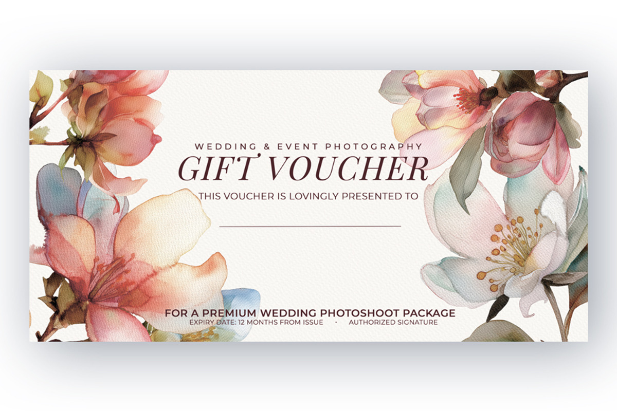 Floral Gift Voucher Template, a Stationery Template by BazziBa♥ (Photo 2 of 5)